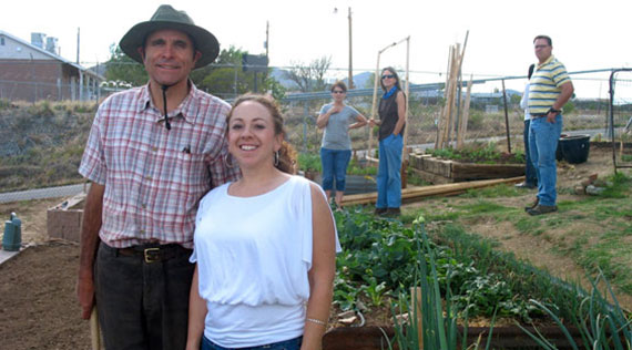 Gardening in Dewey-Humboldt, Arizona. From left to right: Bart Brush, Monica Ramirez, Danielle Carlin, Sandy Geiger and Rob Root.